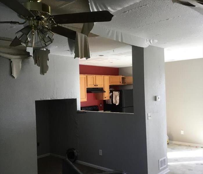 Ceiling collapsed due to water damage