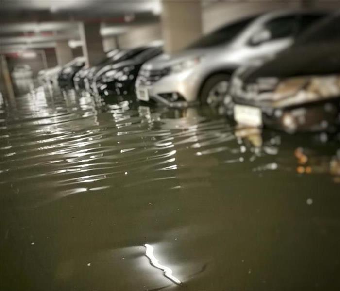 Black water flooding in parking garage